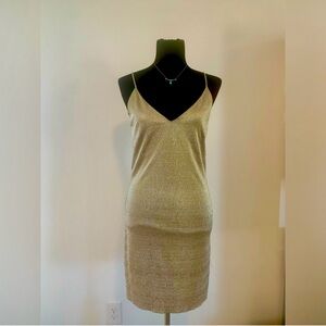 Slinky gold mini slip dress